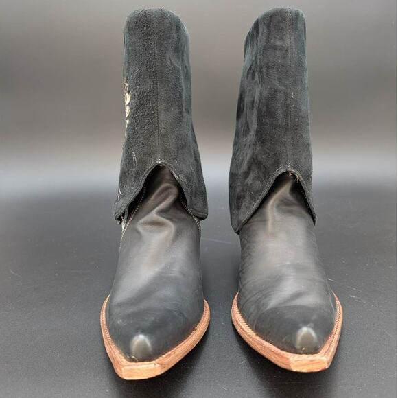 Corral Convertible Boots Womens 11 Black Calfskin Wing & Cross Booties Snip Toe - Picture 3 of 16